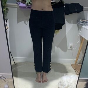 10 Crosby Derek Lam Black Ankle Pants with Gold Buttons